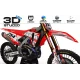 Kit adesivos moto KIT ADESIVOS Motocross HONDA ROUGE ÉLÉGANCE 3D