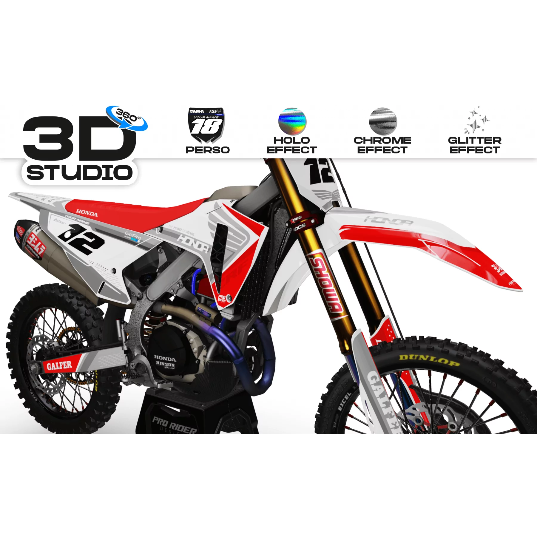 Kit adesivos moto KIT ADESIVOS Motocross HONDA GOPRO 3D