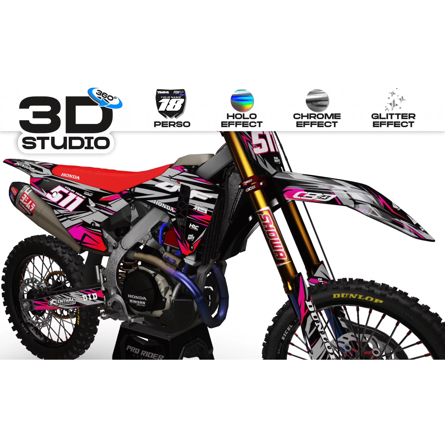 Kit déco moto Kit déco Motocross perso HONDA SMILE 3D
