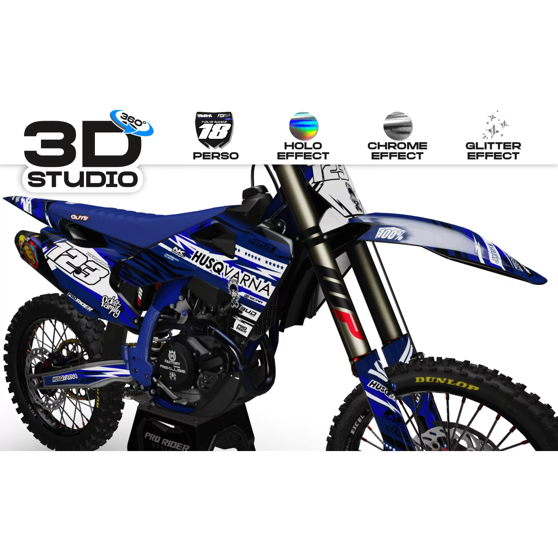 Kit adhesivos moto KIT ADHESIVOS Motocross HUSQVARNA JUST1 WHITE 3D