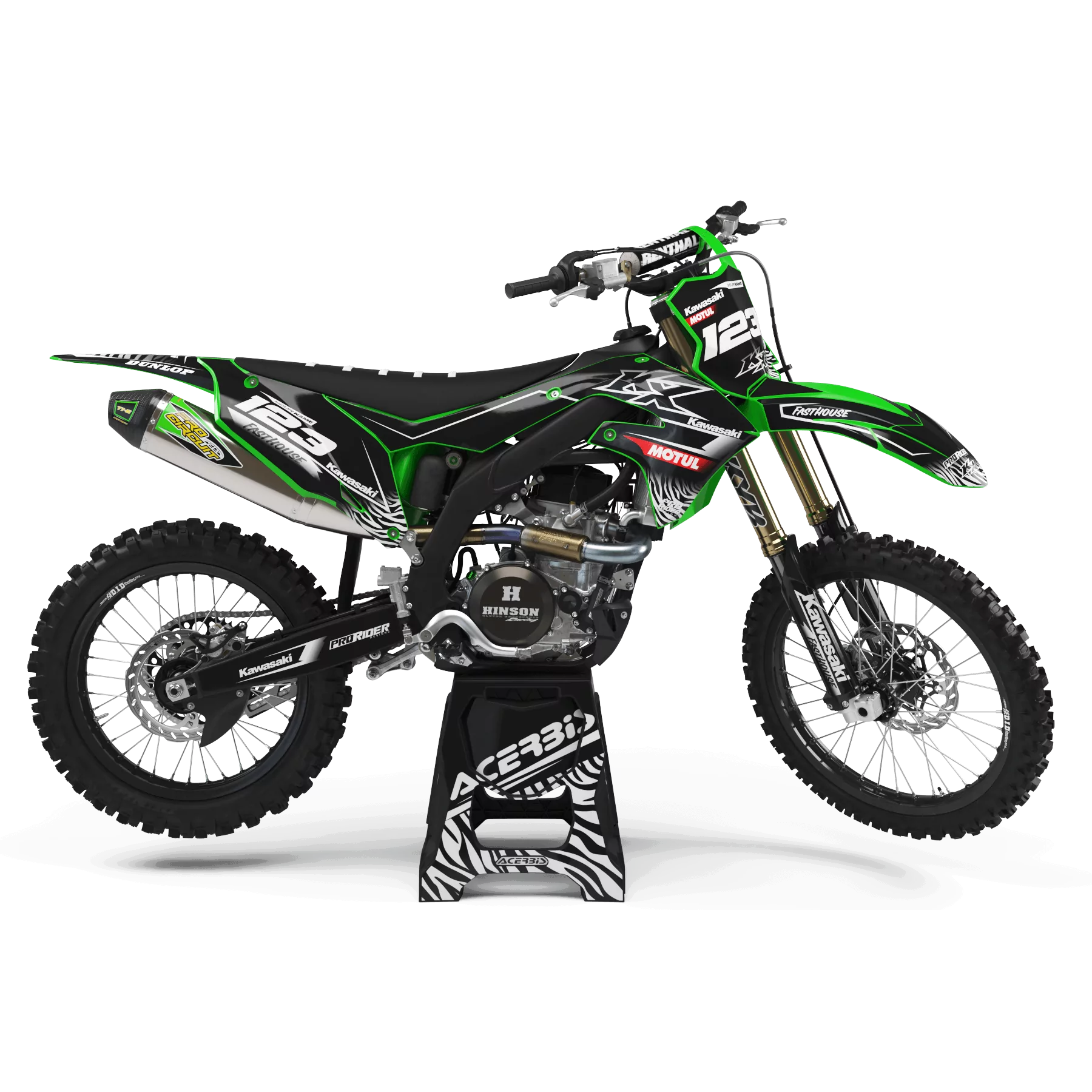 Motorcycle graphics GRAPHICS KX 250 / 2021 Motocross KAWASAKI MOTUL black and white (PRD 2812)
