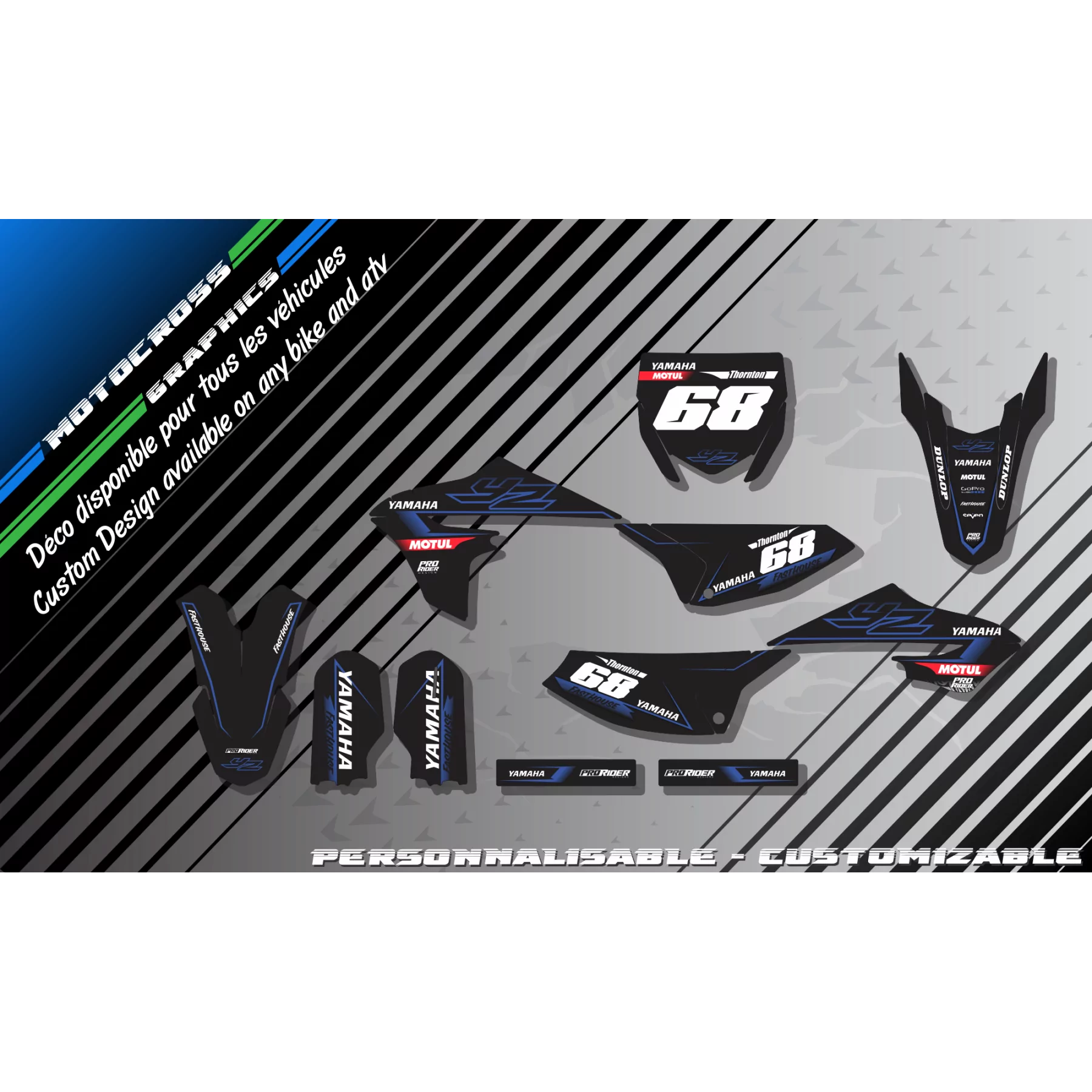 Kit déco moto KIT DECO YZ 65 / 2018 Motocross Yamaha Matte FINITION (USPRD1038)