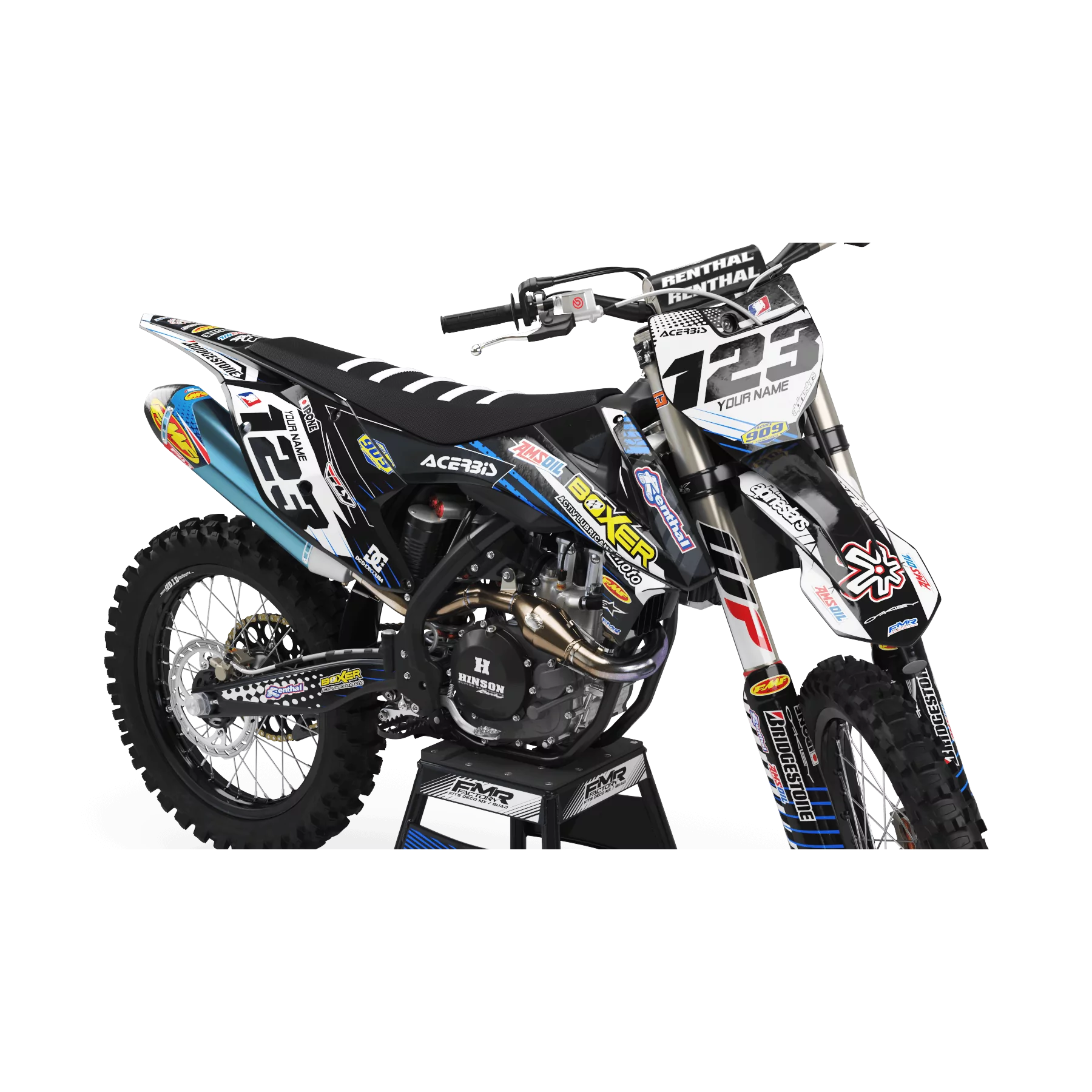 Kit adesivos moto KIT ADESIVOS MOTOCROSS PERSO BOXER preto (ref:prda1h)