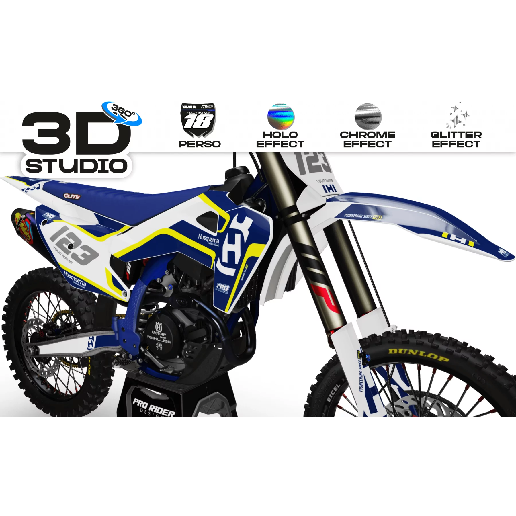 Kit adhesivos moto KIT ADHESIVOS Motocross PERSO HUSQVARNA KRONO 3D