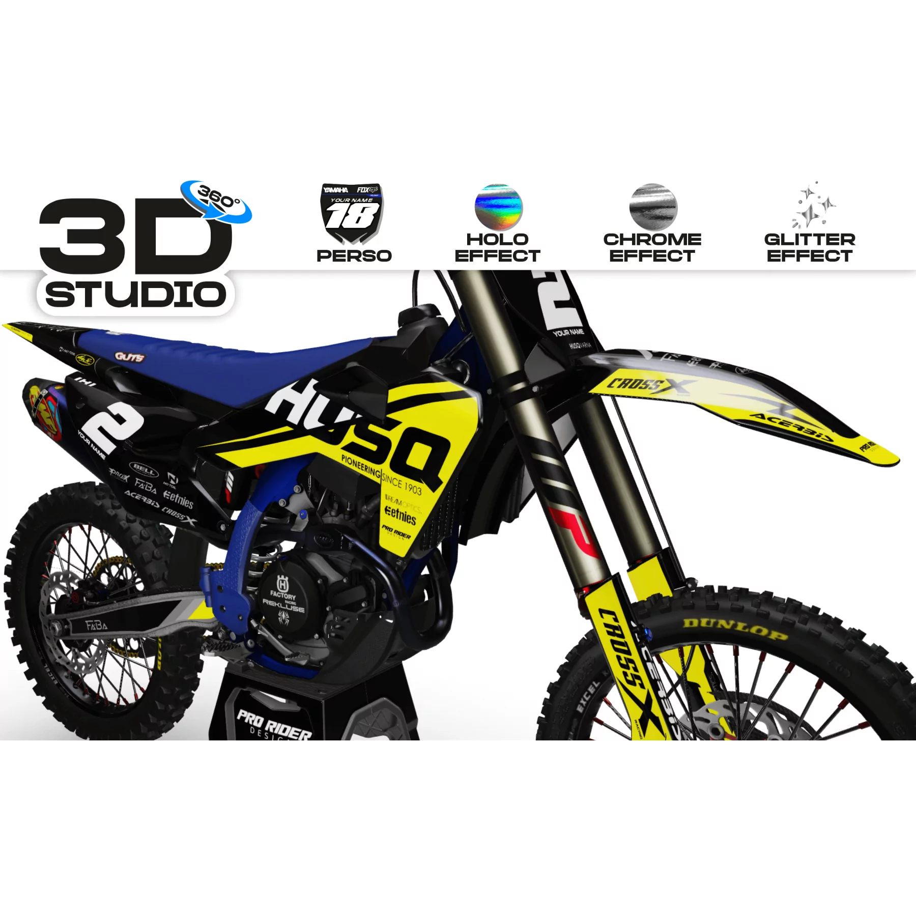 Kit adhesivos moto KIT ADHESIVOS Motocross HUSQVARNA ONE GROUND - 3D