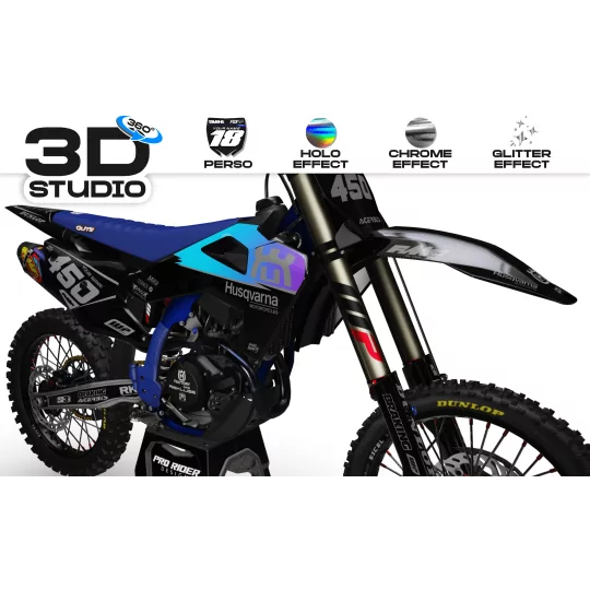 Motorstickerset STICKERSET Motocross HUSQVARNA MX TEST BLACK - 3D