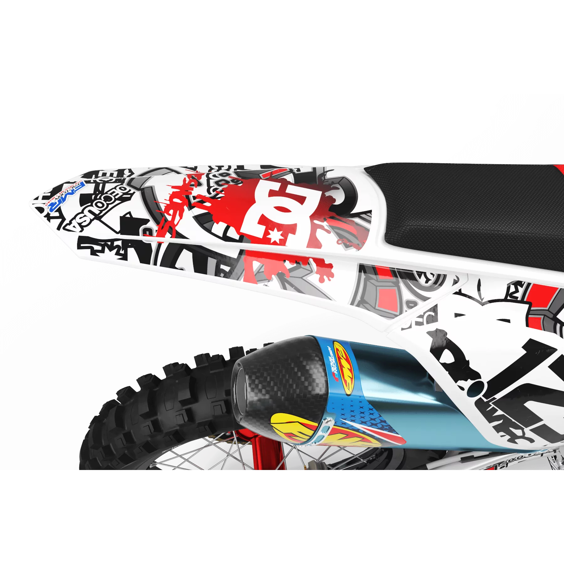 Kit adhesivos moto KIT ADHESIVOS MOTOCROSS PERSO DC B&W rouge (ref:prda15a)