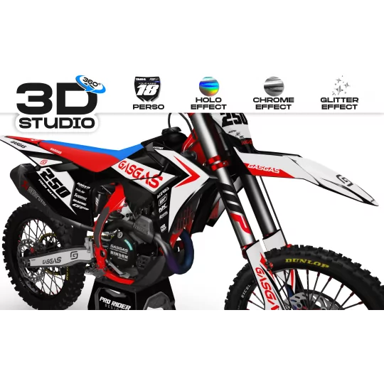 Kit adesivos moto Kit adesivos PERSO GASGAS Factory BK/WT - 3D