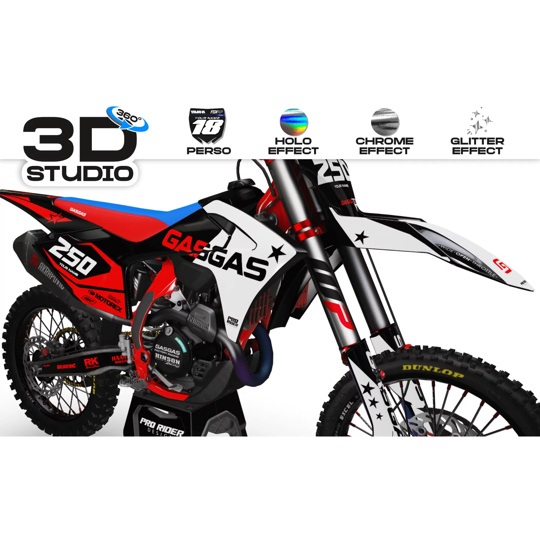 Kit adesivos moto Kit adesivos PERSO GASGAS STAR RED - 3D