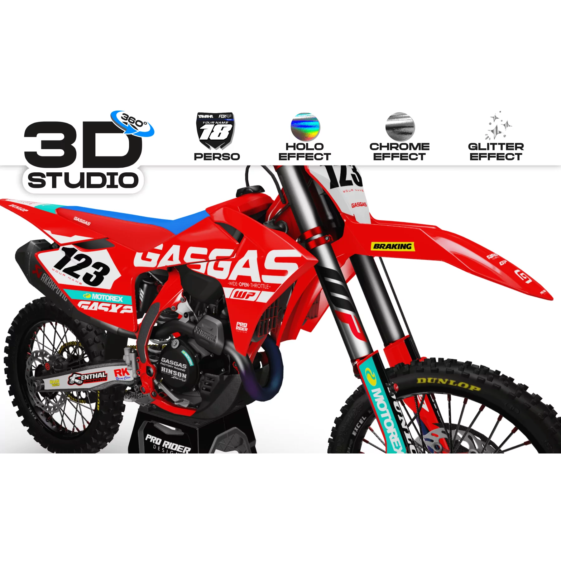 Kit adesivos moto Kit adesivos GASGAS MOTOREX RED - 3D