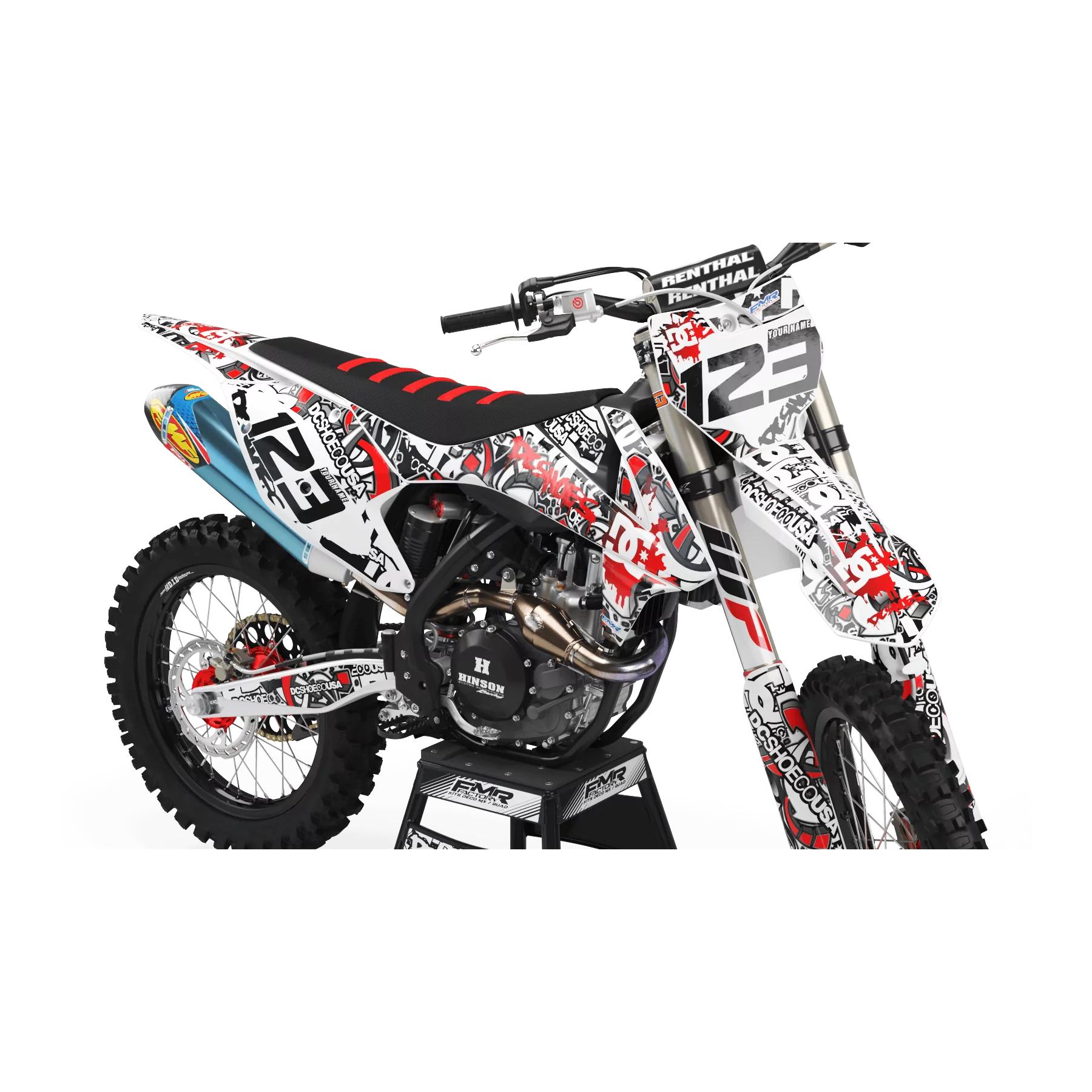 Kit adhesivos moto KIT ADHESIVOS MOTOCROSS PERSO DC B&W rojo (ref:prda15a)