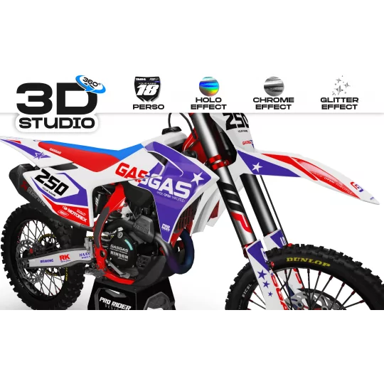 Motorstickerset Stickerset PERSO GASGAS STAR BLUE - 3D