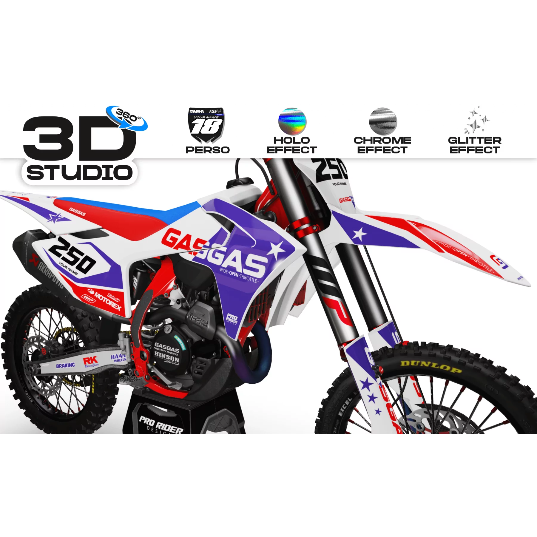 Kit adesivos moto Kit adesivos PERSO GASGAS STAR BLUE - 3D