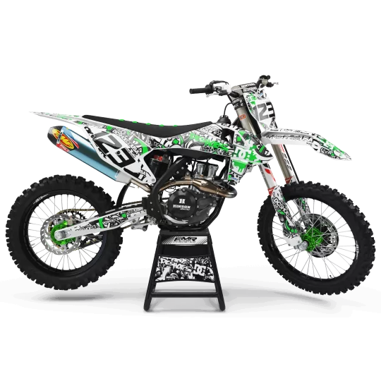 Kit adesivos moto KIT ADESIVOS MOTOCROSS DC B&W verde (ref:prda15b)