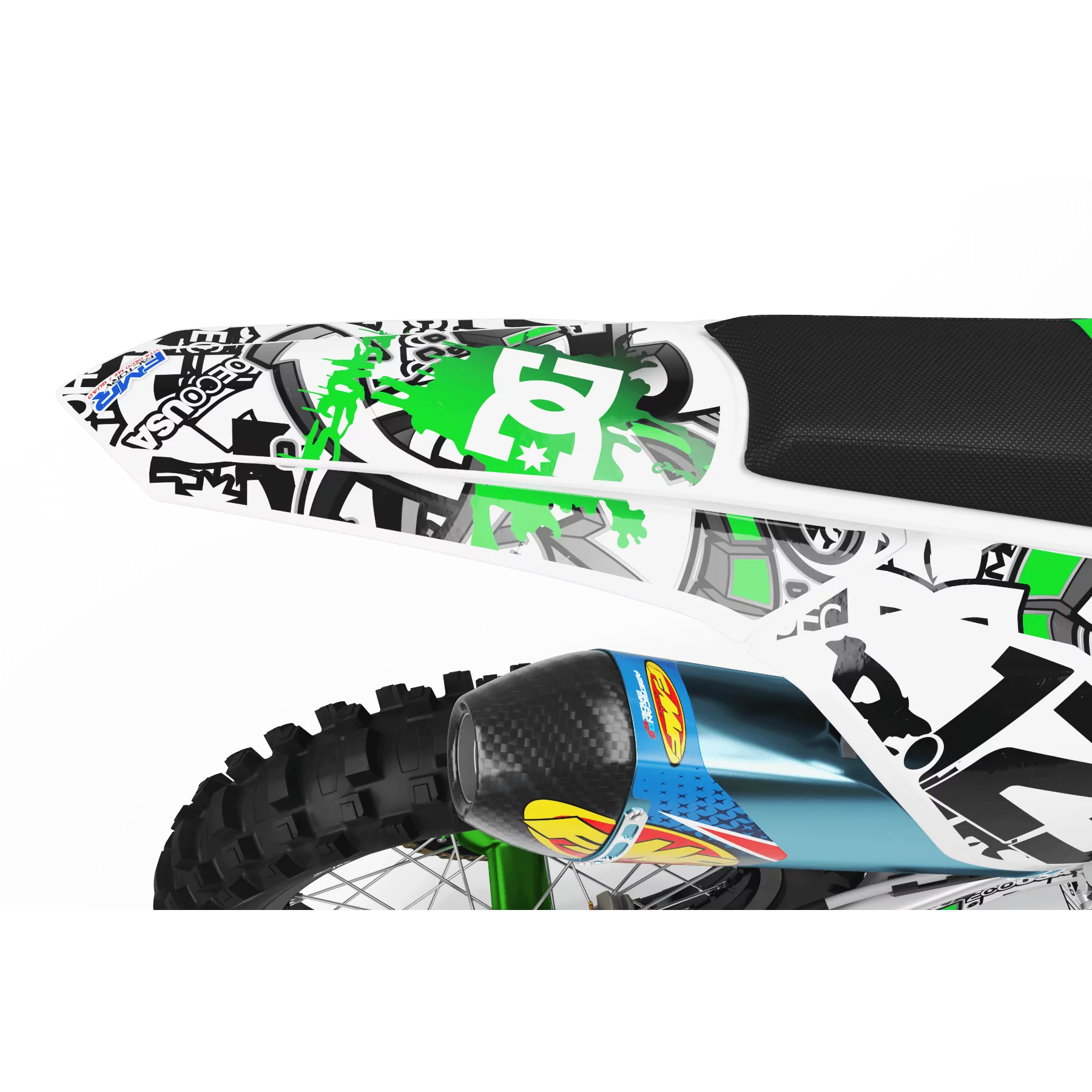 Kit adesivos moto KIT ADESIVOS MOTOCROSS DC B&W verde (ref:prda15b)