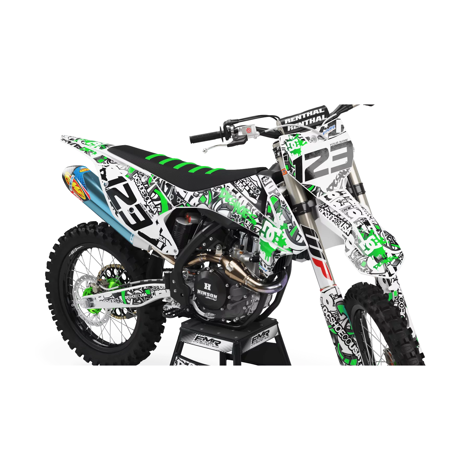 Kit adesivos moto KIT ADESIVOS MOTOCROSS DC B&W verde (ref:prda15b)