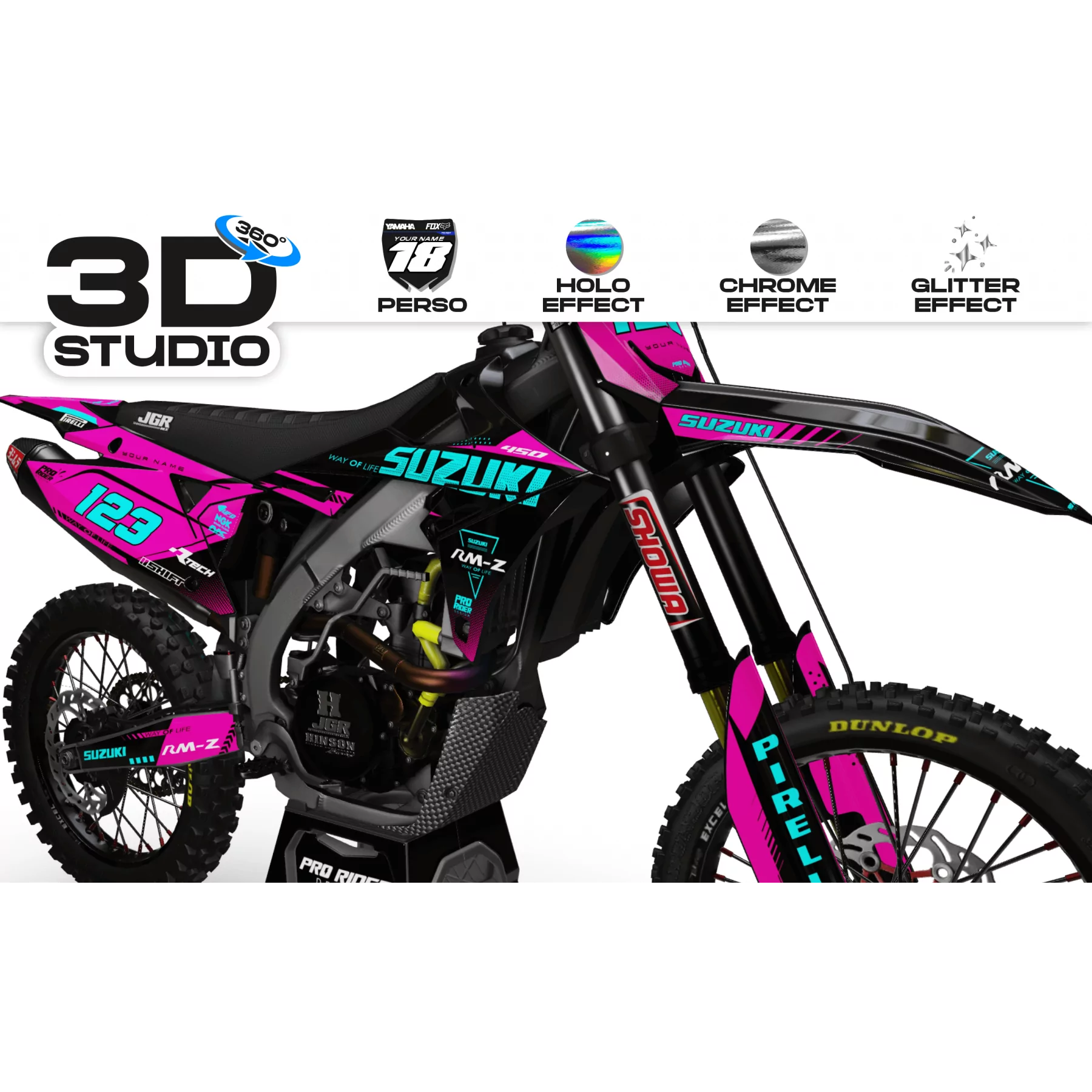 Motorstickerset STICKERSET Motocross SUZUKI PERSO GKS 3D