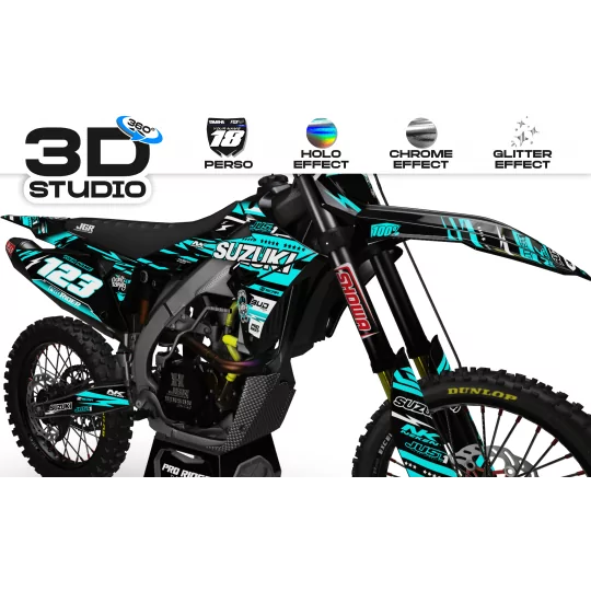 Kit adesivos moto KIT ADESIVOS Motocross SUZUKI JUST1 TEAL 3D