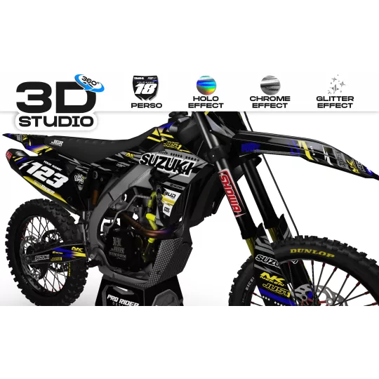 Kit adesivos moto KIT ADESIVOS Motocross SUZUKI JUST1 BLACK 3D