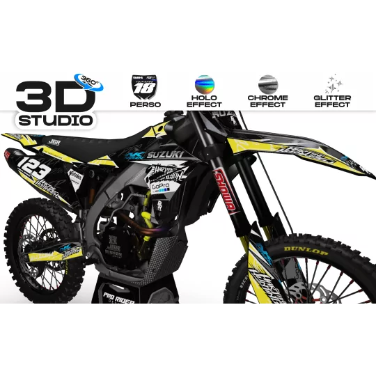 Motorstickerset STICKERSET Motocross SUZUKI GO PRO HART AND HUNTINGTON (REF:PRDA38D) 3D