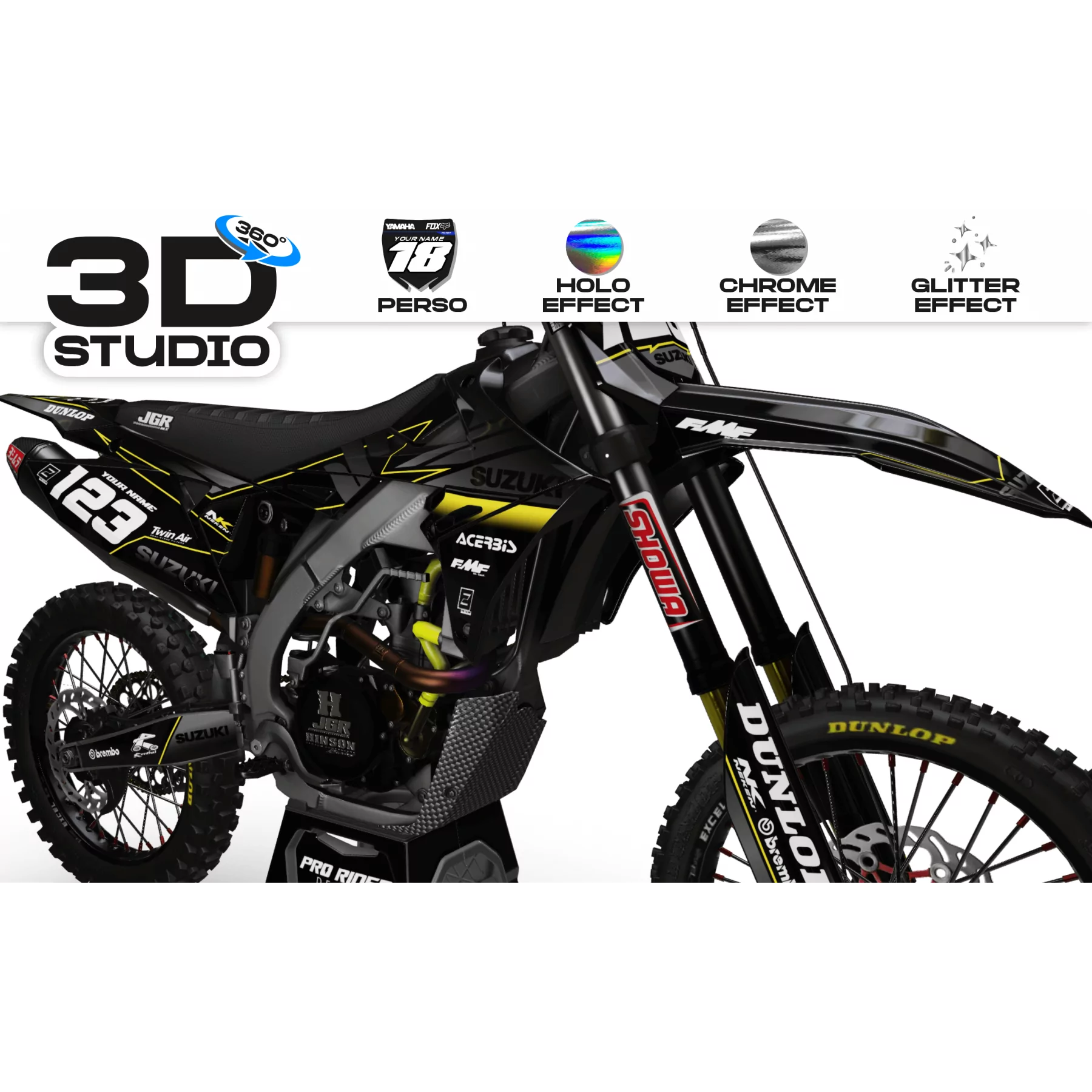 Motorstickerset STICKERSET Motocross SUZUKI FACTORY NEKEN BLACK MATE (ref:prda31d) 3D