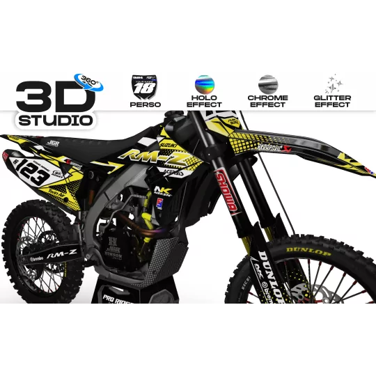 Stickerset moto STICKERSET Motocross suzuki FACTORY ENERGY geel (ref:prda33d) - 3D