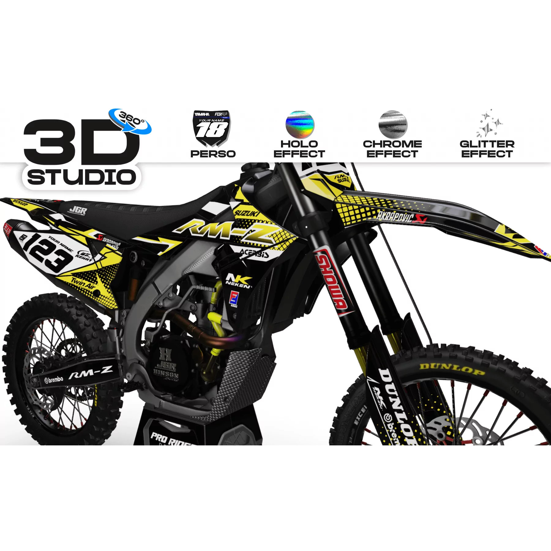 Stickerset voor motoren STICKERSET motocross Suzuki FACTORY ENERGY geel (ref:prda33d) - 3D