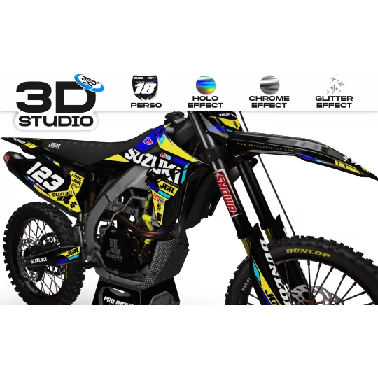 Stickerset moto Stickerset Motocross Suzuki : Geef stijl aan uw motocross (REF:PRDA37D) - 3D