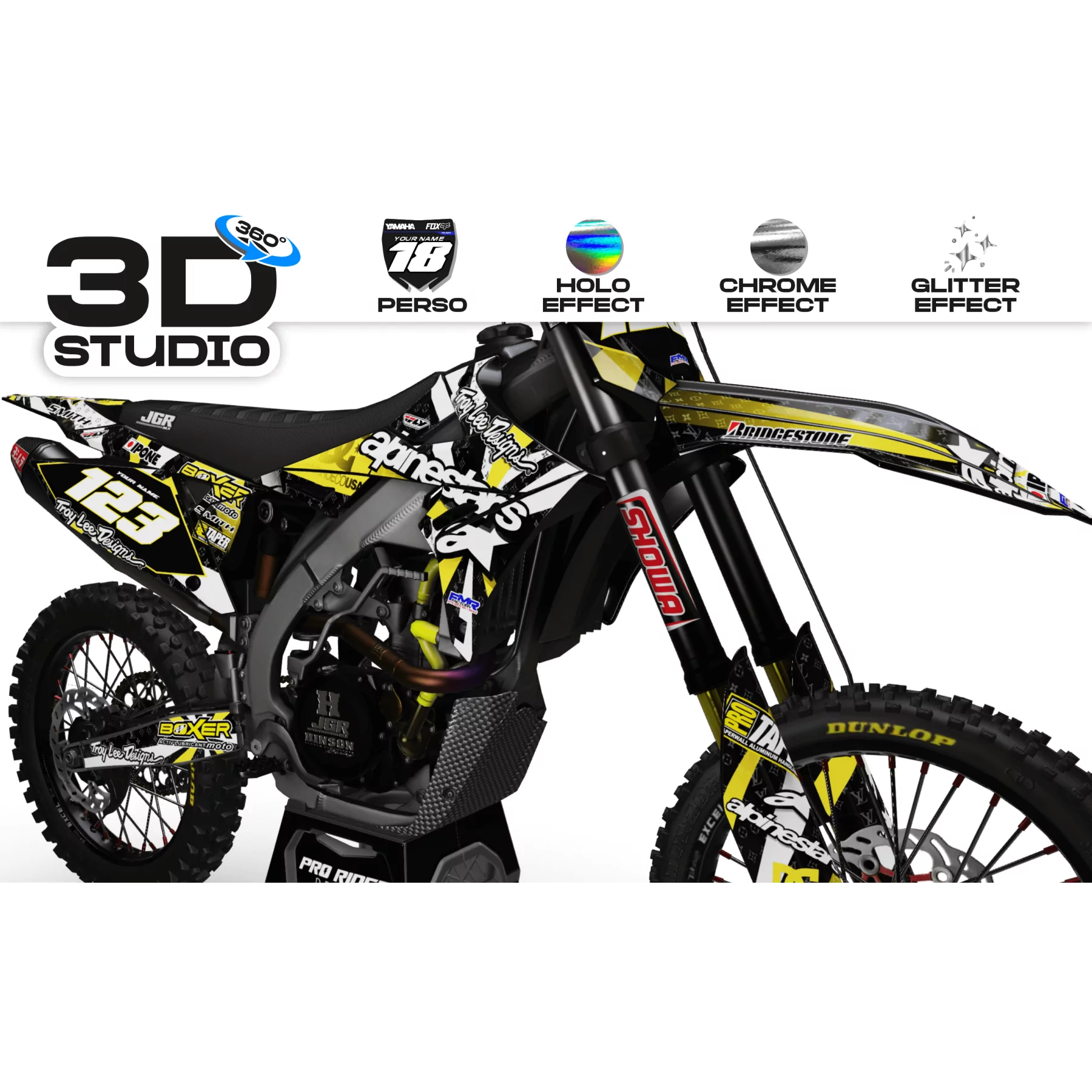 Dekor Motorrad DEKOR Motocross ALPINESTARS Gelb (ref:prda4e) - 3D