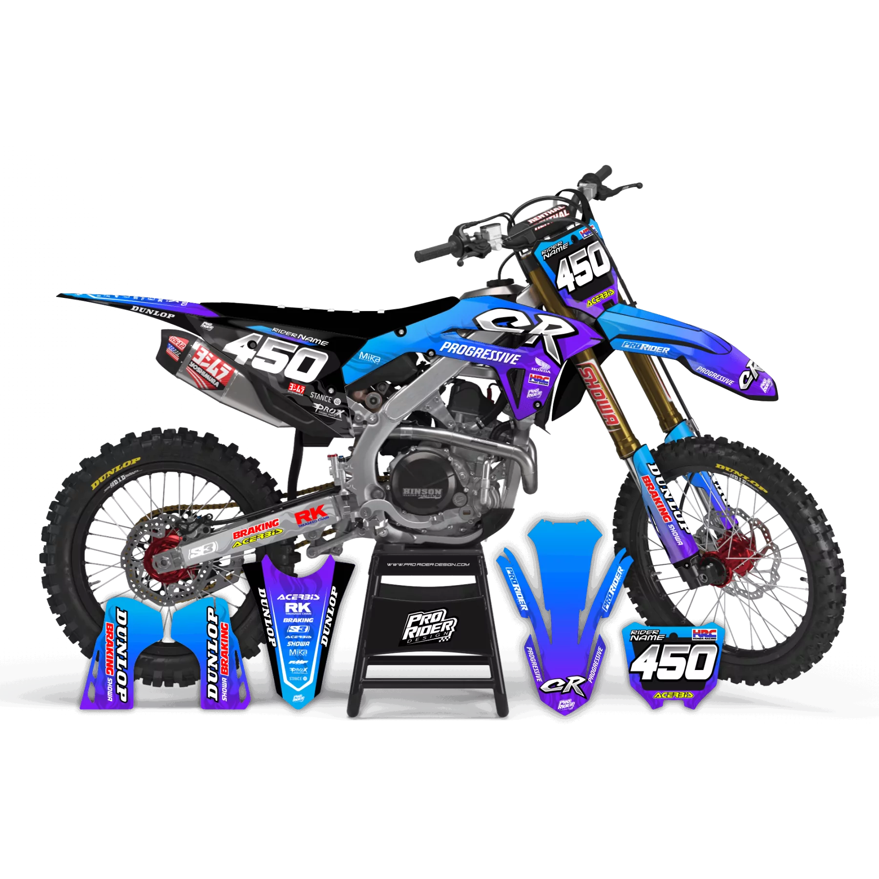 Kit adesivos moto KIT ADESIVOS Motocross HONDA PROGRESSIVE