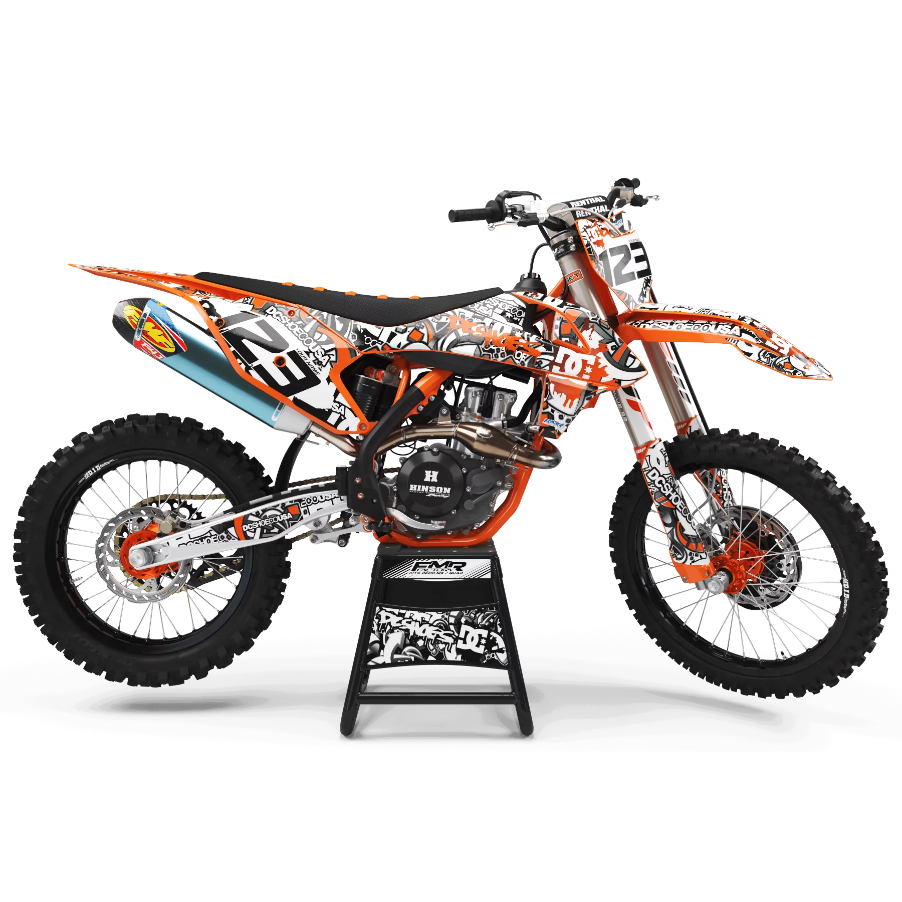 Kit adesivos moto KIT ADESIVOS MOTOCROSS DC B&W laranja (ref:prda15c)