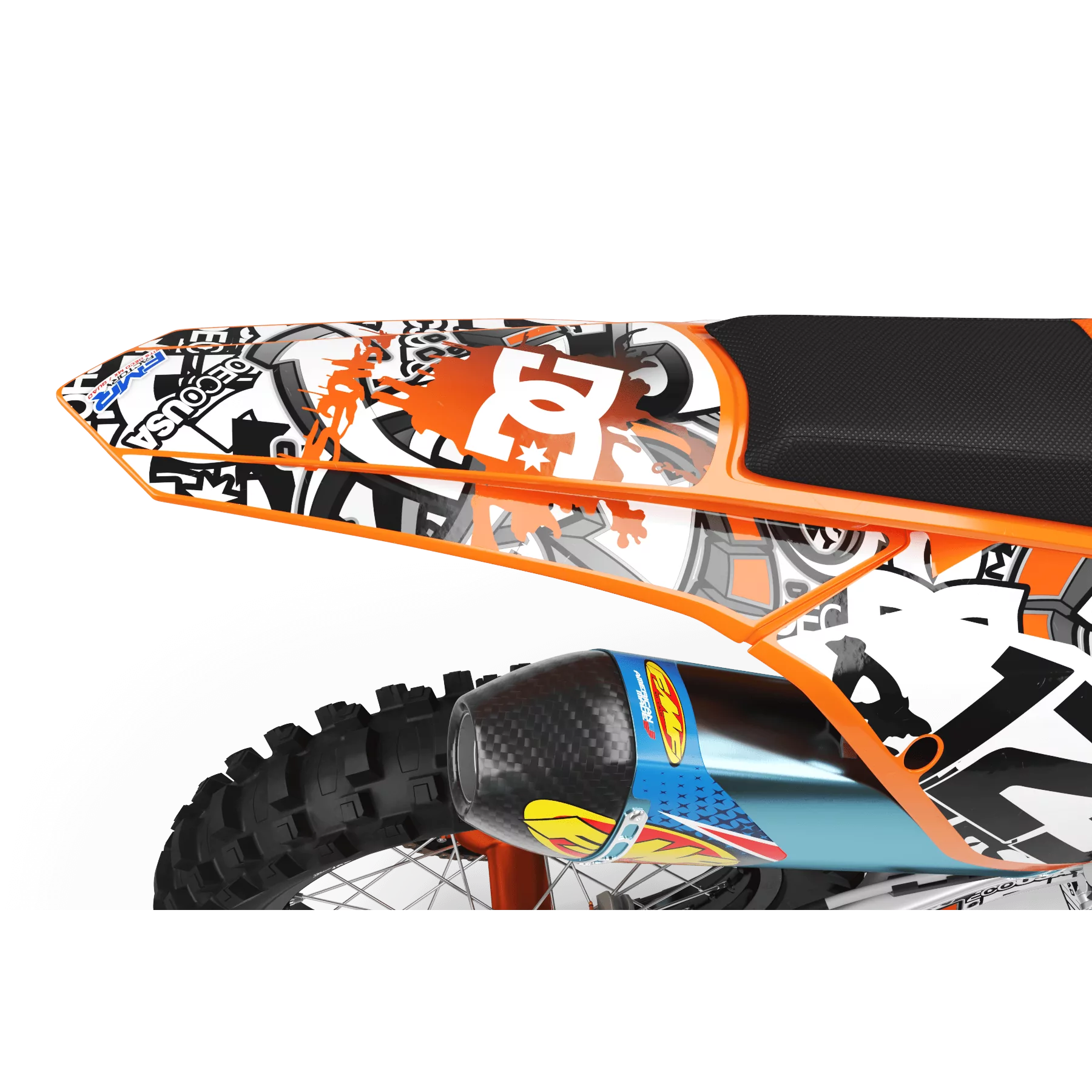 Kit déco moto KIT DECO MOTOCROSS DC B&W orange (ref:prda15c)