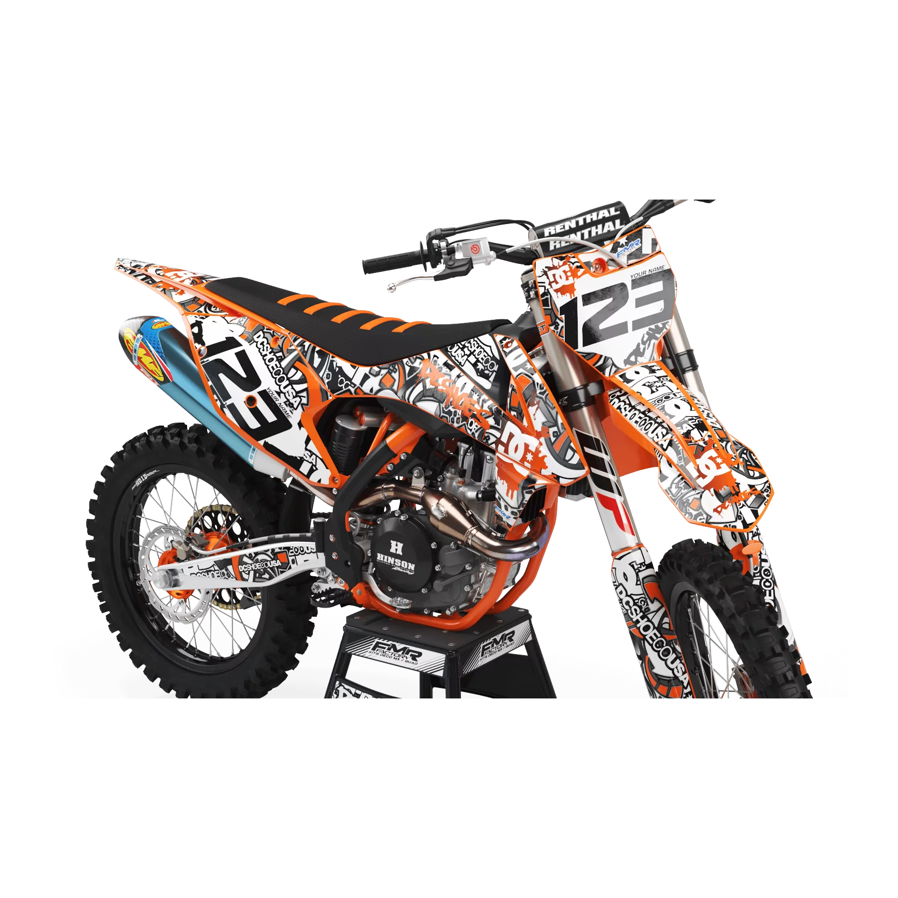 STICKERSET motor Stickerset MOTOCROSS DC B&W oranje (ref:prda15c)