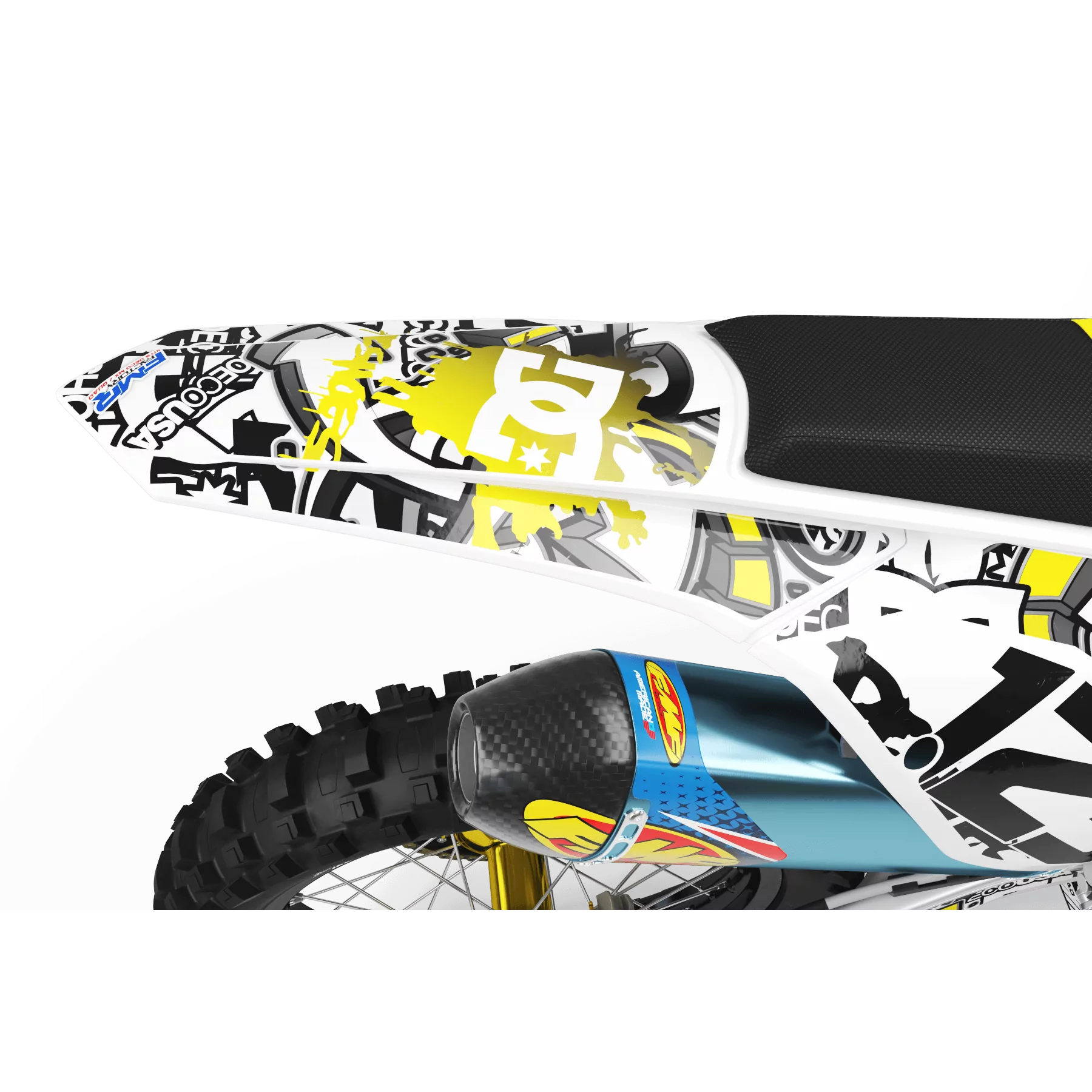 Kit adesivos moto KIT ADESIVOS MOTOCROSS DC B&W amarelo (ref:prda15d)
