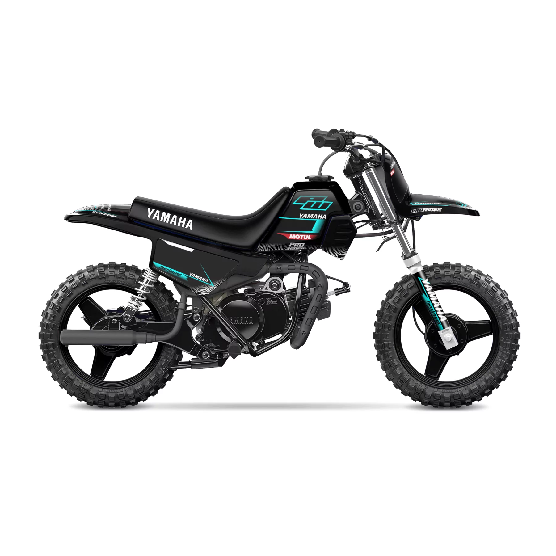 Kit adhesivos moto KIT ADHESIVOS Motocross YAMAHA PW-TTR | MOTUL BLACK/TEAL