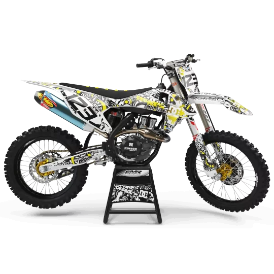 Kit adesivos moto KIT ADESIVOS MOTOCROSS DC B&W amarelo (ref:prda15d)