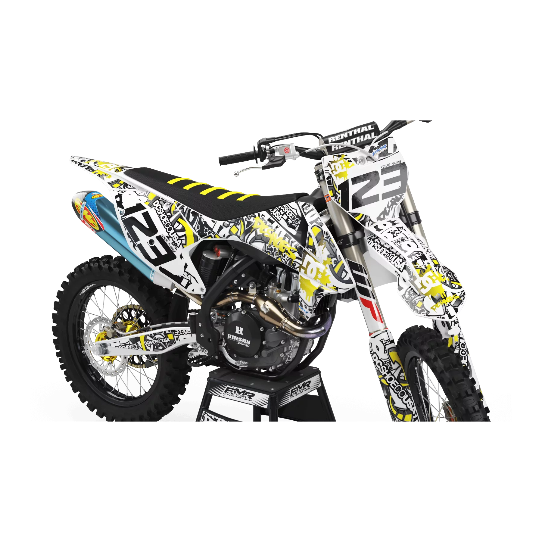 Kit adesivos moto KIT ADESIVOS MOTOCROSS DC B&W amarelo (ref:prda15d)