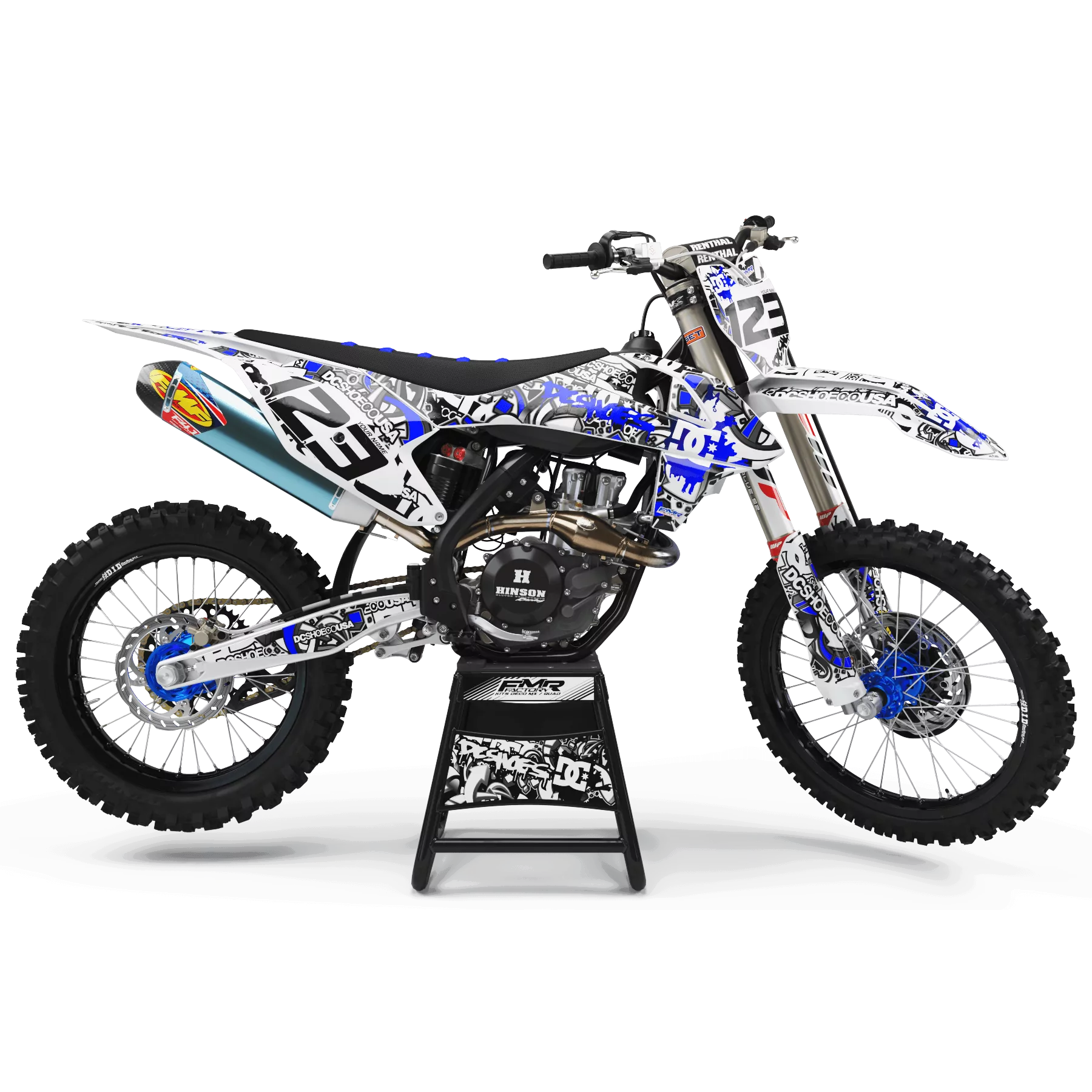 STICKERSET moto Stickerset MOTOCROSS DC B&W blauw (ref:prda15e)