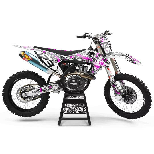 Kit adesivos moto KIT ADESIVOS MOTOCROSS DC B&W rosa (ref:prda15p)