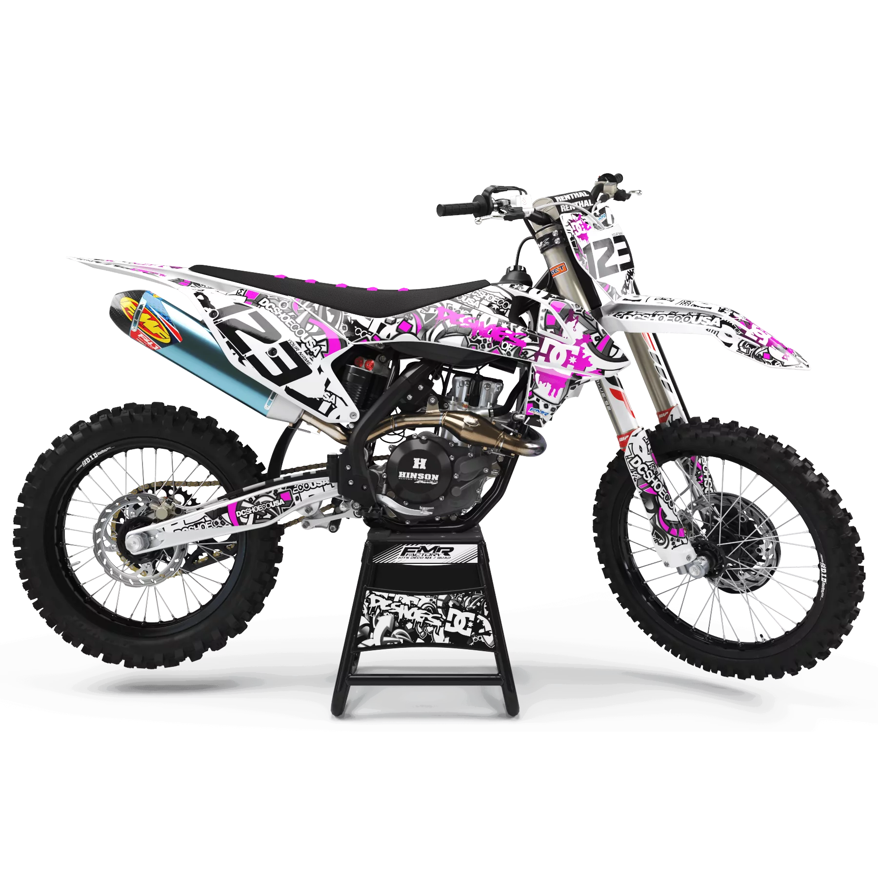 Kit déco moto KIT DECO MOTOCROSS DC B&W rose (ref:prda15p)