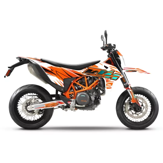Kit adesivos moto Kit adesivos KTM STOCK V2 WHITE/TEAL | SM / SMC / SMR