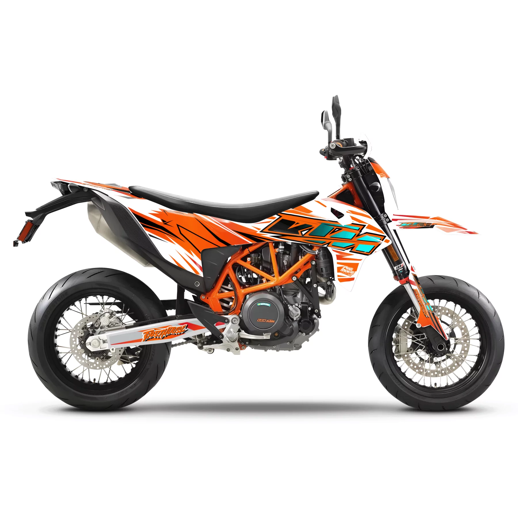 Motorstickerset Stickerset KTM STOCK V2 WHITE/TEAL | SM / SMC / SMR